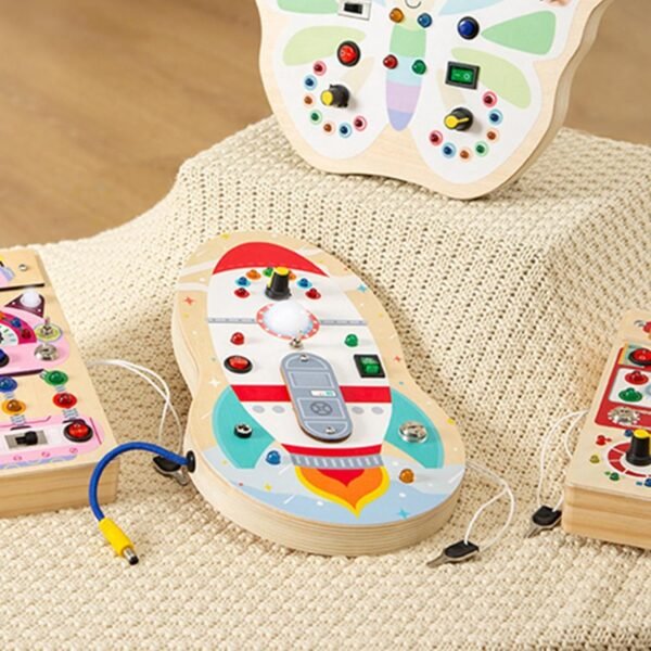 Toy Montessori Wooden Busy Board Sensory Toy for Boys Girls Toddlers 1+ Year Old Orange - Image 3