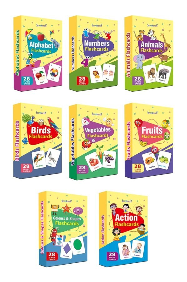 Premium 8-in-1 Brain Boosting Non-Tearable Flash Cards for Kids | 224 Laminated Cards | 1+ Years | Early Learning Montessori Education Toy for Toddlers | Waterproof | Return Gift