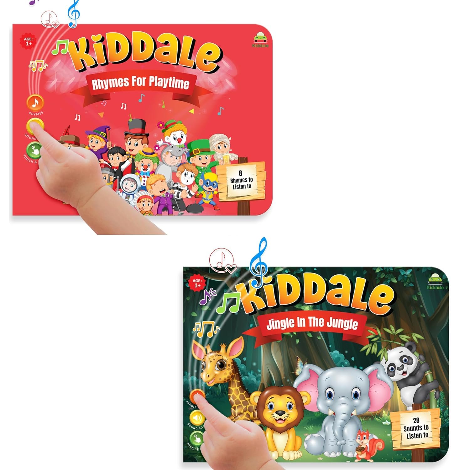 Kiddale Bundle of 2 Musical Rhymes Books|16 Wild Animal&8 Classical Nursery Rhymes|28 Sounds Each|Interactive Touch&Play Sound Books|Ideal Gift for 1-3 Years|Sing-Along Collection,Multicolor - Image 2