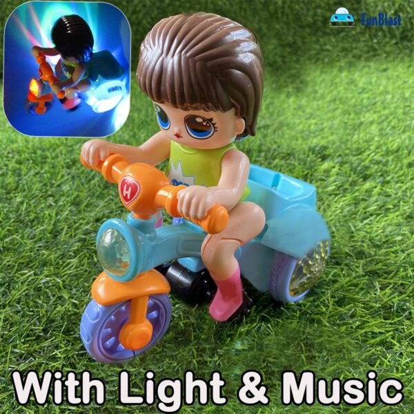 FunBlast Musical Tricycle Toys - Stunt Bicycle Toys, Bump & Go Vehicle Toy with Sound & Flashing Light, Tricycles Toys for Kids 3+ Years (Random Color) - Image 6