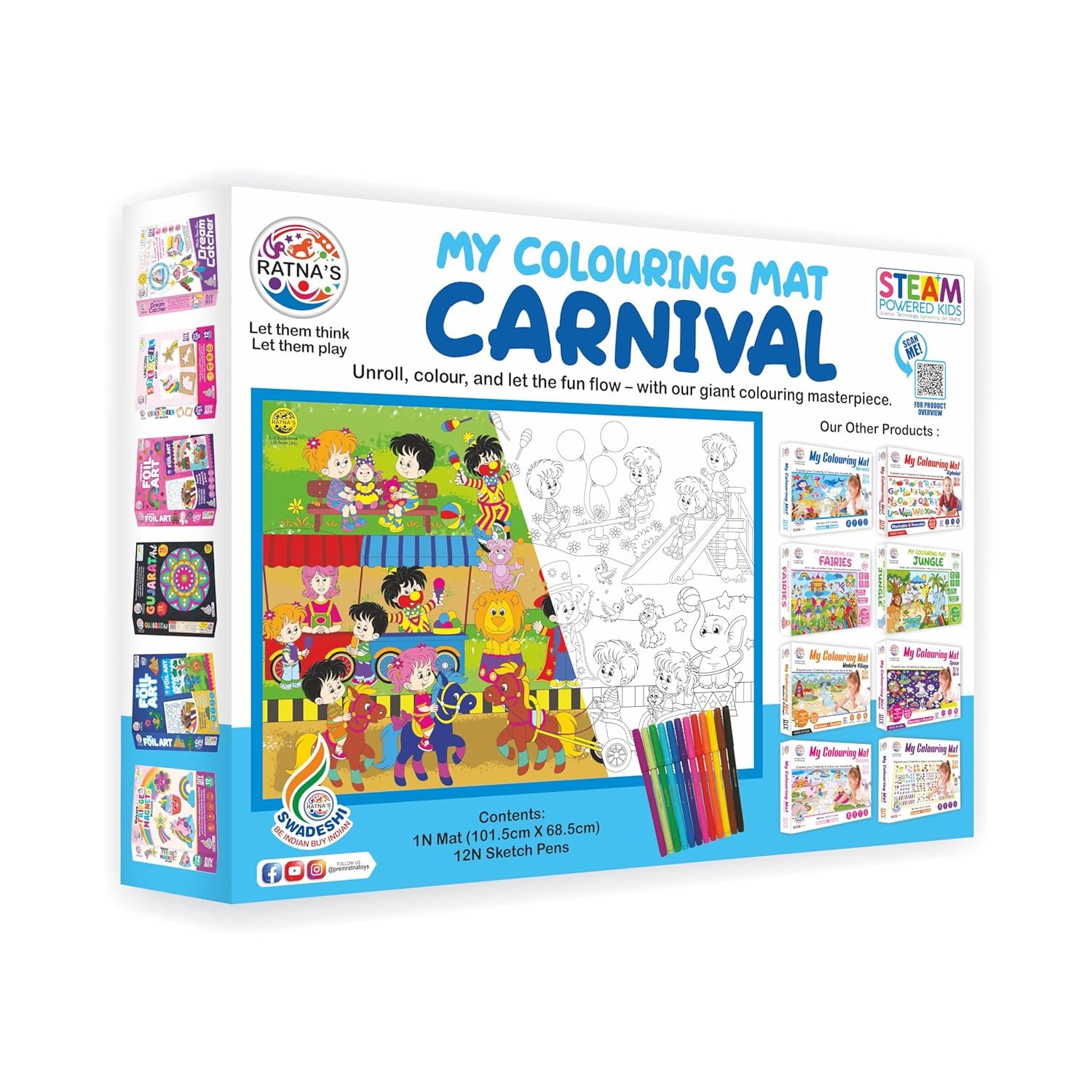 Ratna\'s My Coloring Mat Carnival Printed Mat of Size 40 x 27 Inches, Washable & Reusable Colouring Kit for Kids 3+ Years - Image 4