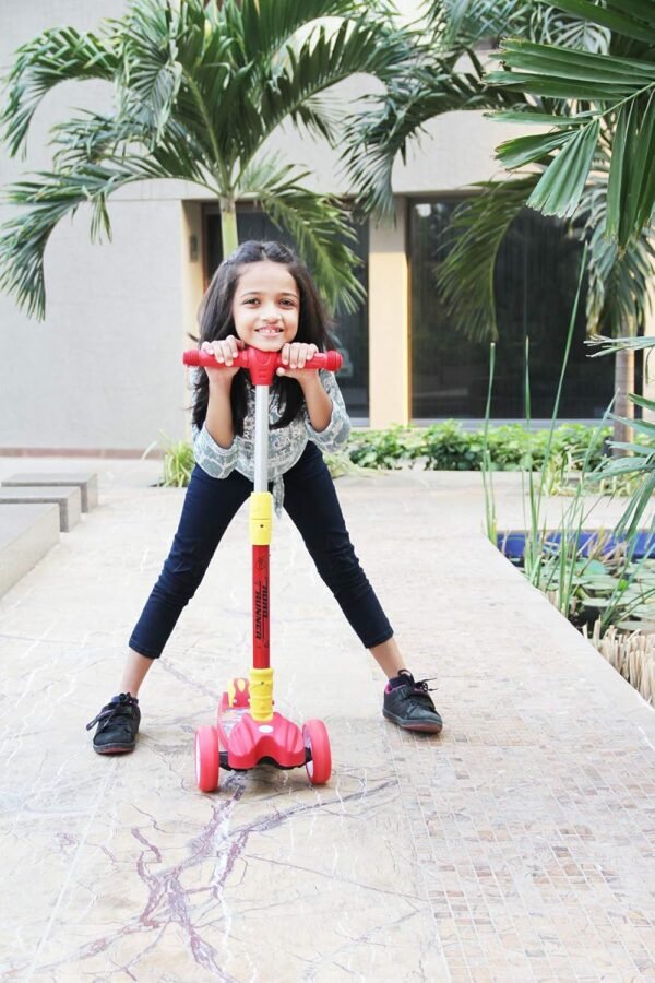 R for Rabbit Road Runner Scooter for Kids of 3+ Year Age, Kids Kick Scooter with 4 Level Height Adjustment, PU LED Wheels & Weight Capacity Upto 75 kg (Red) - Image 4