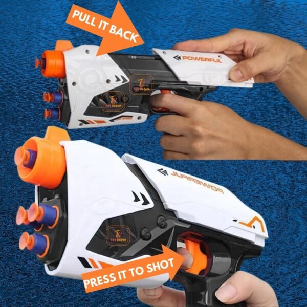 Toy Cloud Shot Blaster Toy Gun with 10 Soft Foam Dart Bullets, Safe and Long Range Air Gun Toys Guns for Kids Age 8-14 Year Old Boys - Image 4
