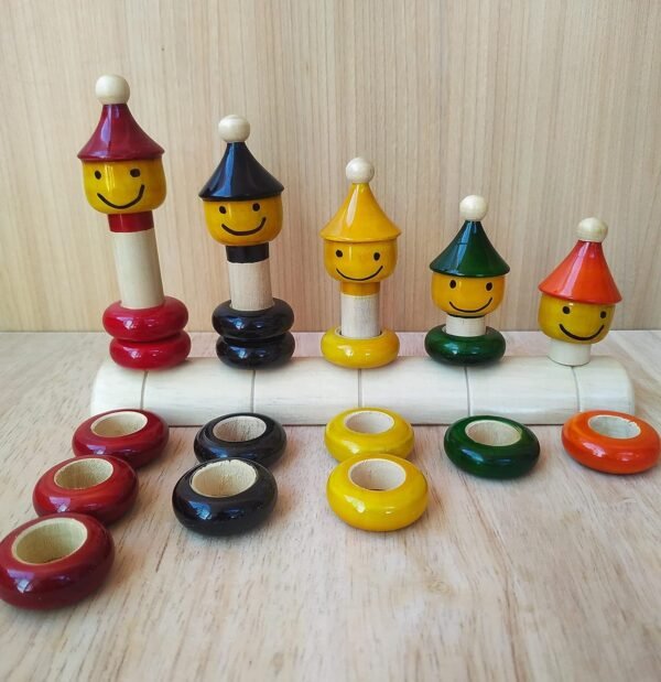 Match & Stacking Wooden Ring Tower - Educational Toy for Toddlers (1 Year and Above) - 15 Multicolor Rings - Eco-Friendly Wooden Toy - Preschool Learning - Image 4