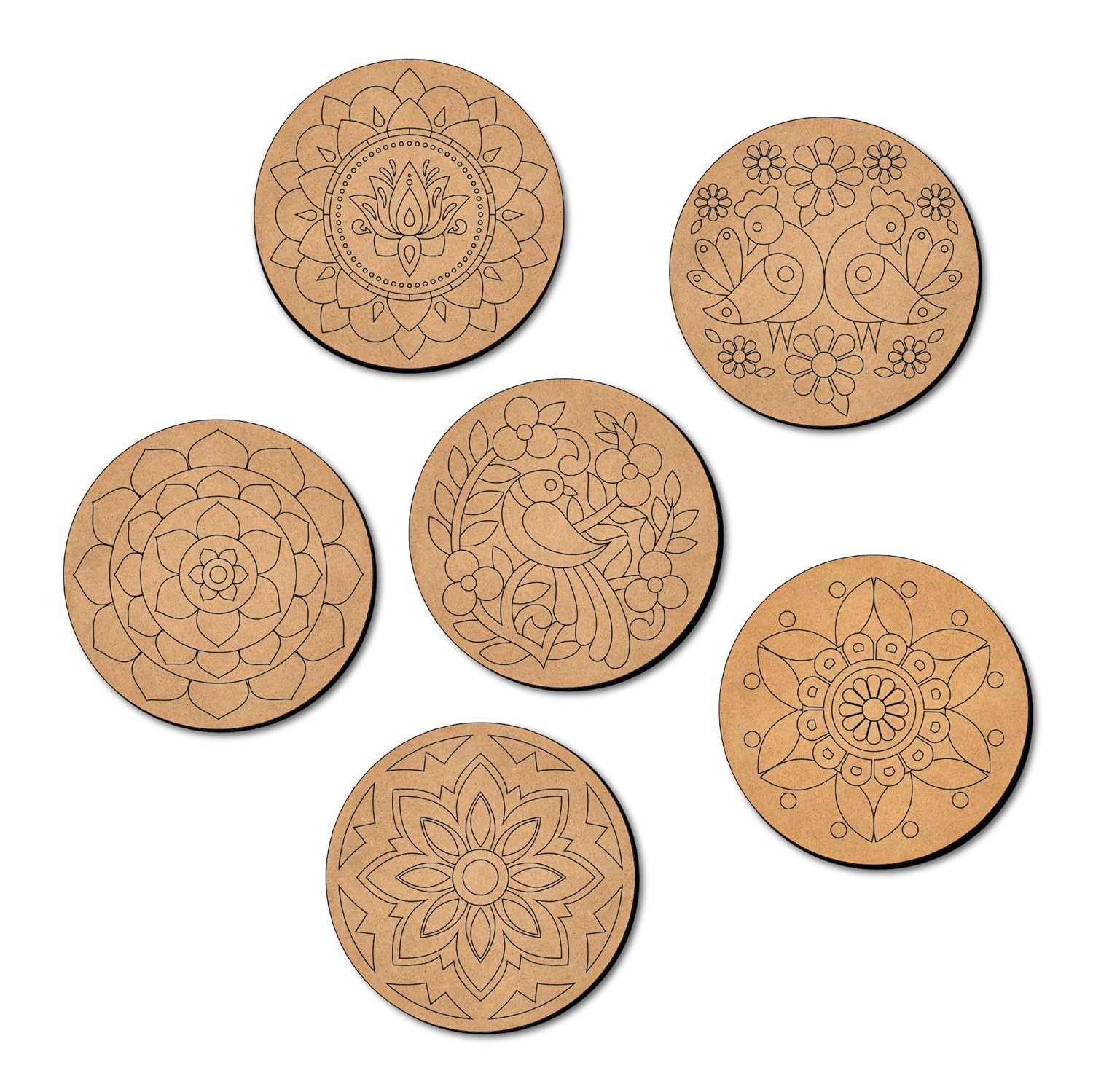 Mini Leaves Wooden Mandala Art Kit for Kids 6-12 and Adults | Beginner Mandala Drawing Kit with Set of 6 | Wooden Mandala Art Painting kit - Image 6
