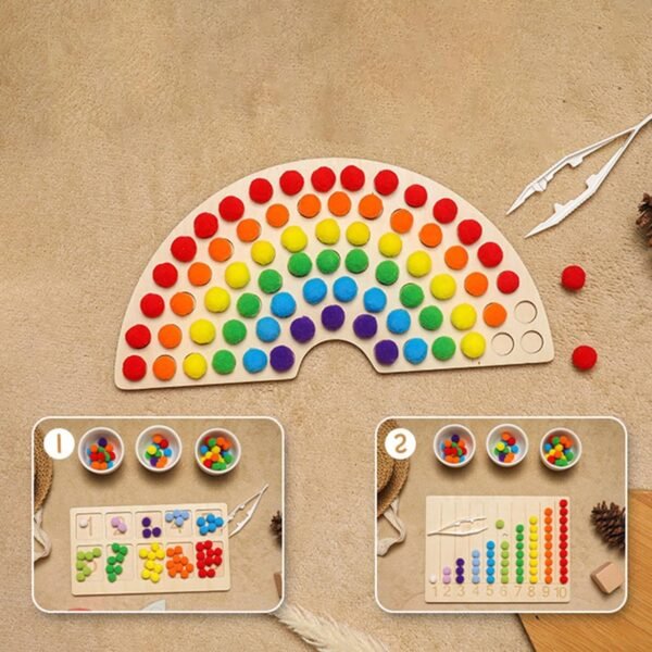 bnf® Wooden Board Bead Game Rainbow Color Stacking for Boys Girls Puzzle Kids Toy Style A - Image 4