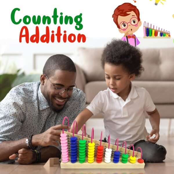 FunBlast Wooden Double - Sided Calculation Shelf Abacus With Counting Addition Subtraction Maths Toy, Early Educational Learning Toy - Multicolor, Kid - Image 6