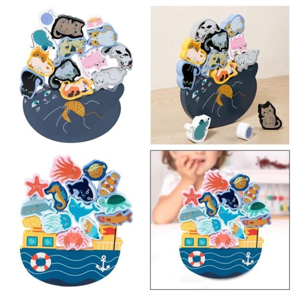 bnf® Wooden Stacking Toys Game for New Year Valentines Day Gifts for Kids Holiday cat - Image 6