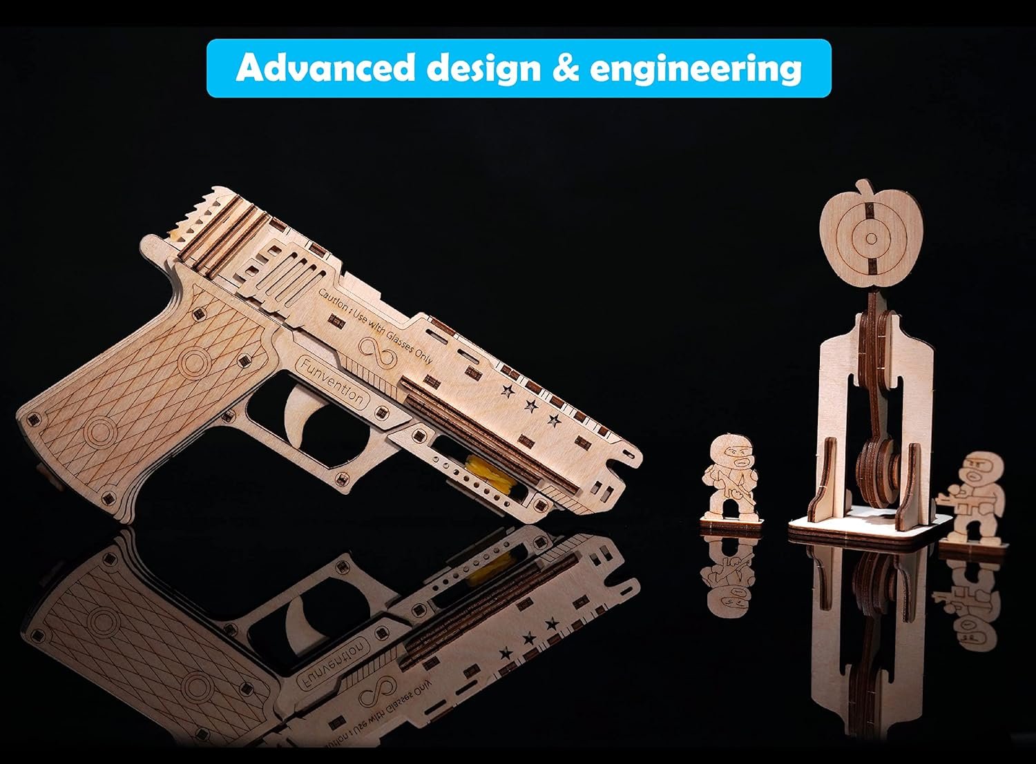 Funvention- for Little Scientist in Every Kid Handgun - Diy Functional Mechanical Model Stem 3D Puzzle Lerning Kit Collectible Building Kit With Rubberband Shooting & Storage,Pack Of 1,Multicolor - Image 6