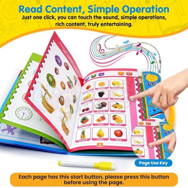 Kidology Electronic Educational Musical Phonetic Learning Interactive Children\'s ABC Letters, Words, Numbers, Shapes, Sound Colorful Talking Book for 0-3 Year Kids - Image 3