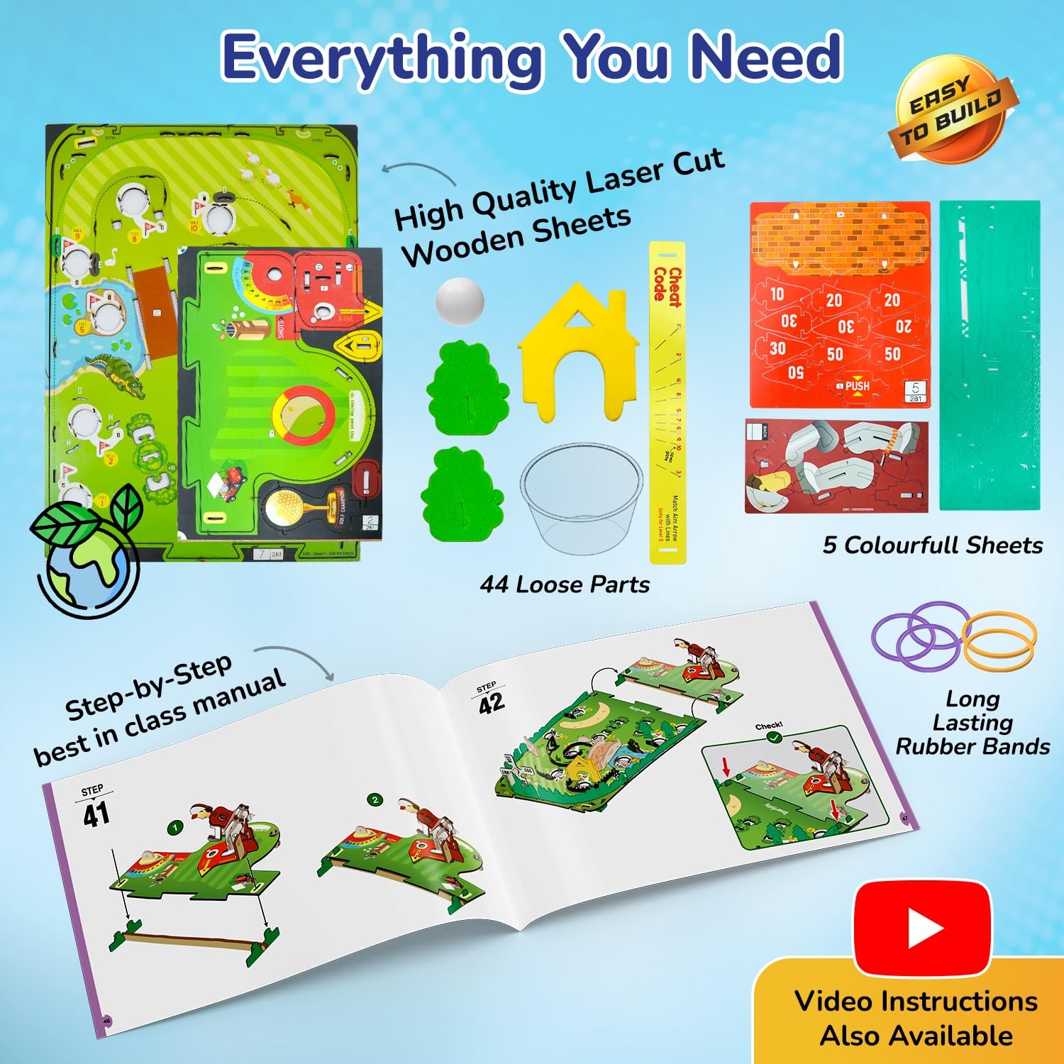 Smartivity Mini Golf Tabletop Game for Kids 6-12 Years Old | Birthday Gifts for Boys & Girls | DIY Science Toy for Kids 6,7,8,9,10,11,12,13,12 Years I STEM Wooden Construction Toy for Boys & Girls - Image 5