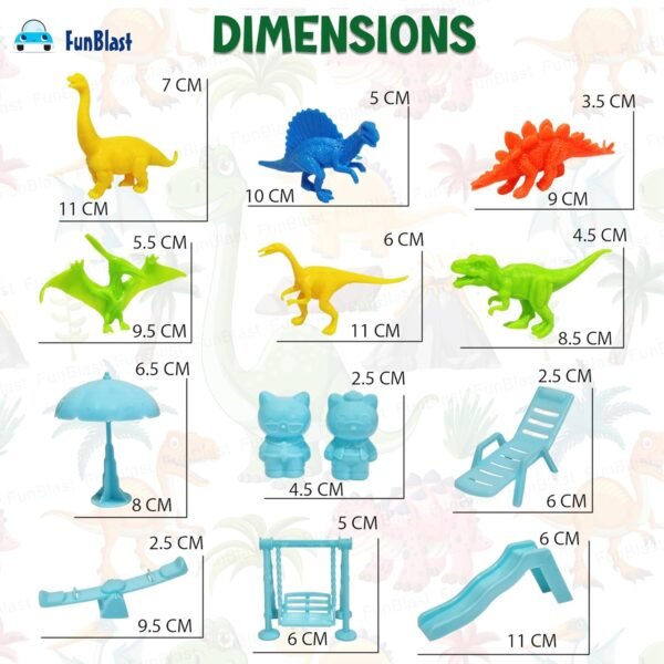 FunBlast Colorful Dinosaur Toy Play Set for Kids, Dinosaur Toy Set, Animal Figure Toys, Set of 6 Dinosaur with Eggs, Trees and Other Accessories. (Multicolor) - Image 3