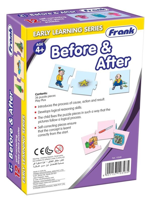 Frank Before & After (36 Pieces) 12 Self-Correcting 3 Pcs Puzzle-Early Learner Educational Jigsaw Puzzles Set with Images for Kids 4 Years and Above - Educational Toys and Games - 10348 - Image 5