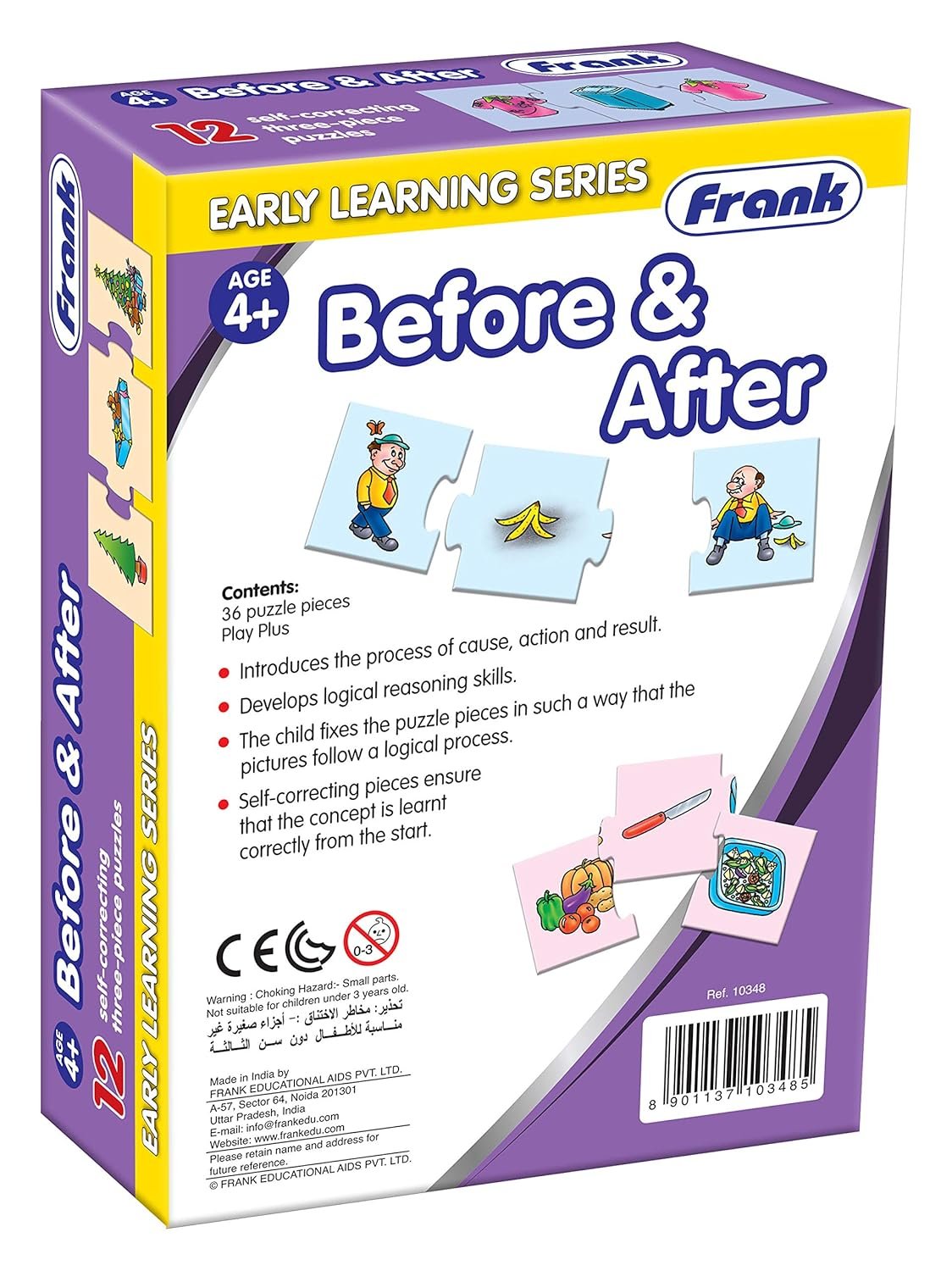Frank Before & After (36 Pieces) 12 Self-Correcting 3 Pcs Puzzle-Early Learner Educational Jigsaw Puzzles Set with Images for Kids 4 Years and Above - Educational Toys and Games - 10348 - Image 5