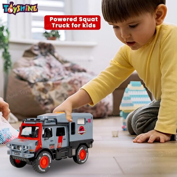 Toyshine Friction Powered Squat Truck Toy with Opening Doors, Light & Music Model Collection Educational Learning Toys for Kids 3-7 Years, Blue - Image 2