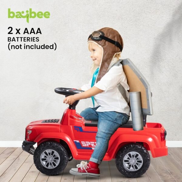Baybee Ride on Baby Car for Kids | Push Ride on Jeep with Music & LED Light | Portable Ride on Toys Car with Backrest & Storage Basket | Kids Car to Drive 1-3 Years Boys Girls (Red) - Image 3
