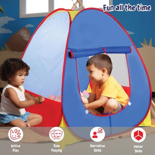 Triangle Shape Foldable Ball Pit,Pop Up Children Play Tent with 20 Balls|Portable Toys Safe for Kids |Foldable Play Tent Indoor Outdoor Toys|Ball Pool for 1-5 Years Kids,Multicolor - Image 6