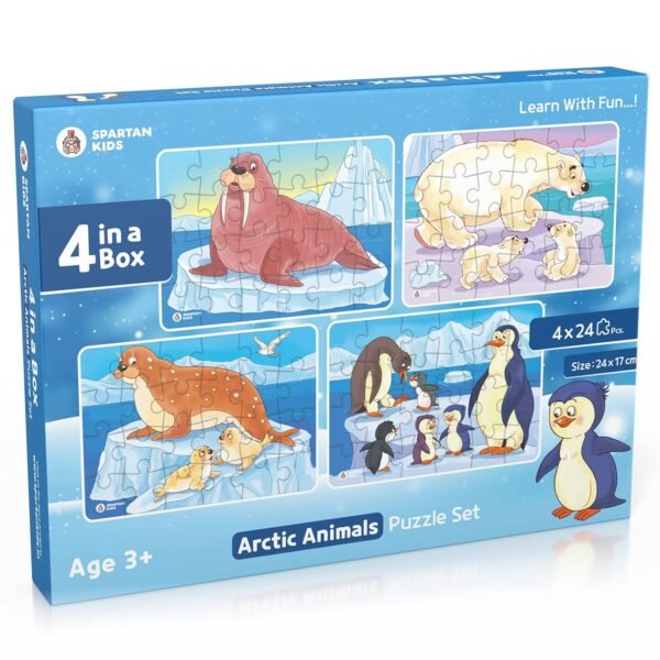 SPARTAN KIDS® Arctic Animals Jigsaw Puzzle for Kids of Age 3-5 Years, Set of 4-96 Puzzle Pcs (Multicolour, Size 24x17 cm)