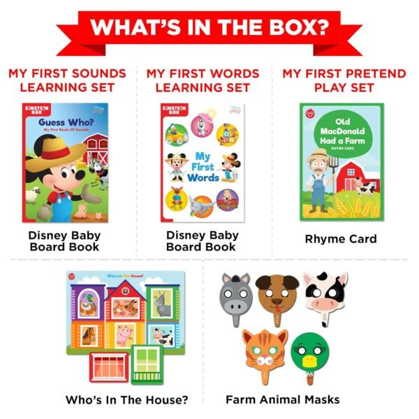 Einstein Box Featuring Disney for 1-Year-Old Boys/Girls Toddler| Board Books and Pretend Play Gift Pack| Learning and Educational Toys| with Mickey and Minnie Mouse| Winnie The Pooh (1 Box Set) - Image 2