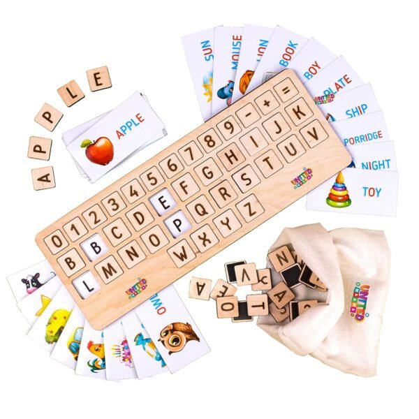 Wooden Matching Letters Toy with Flash Cards Words Toy for Kid Challenging Educational Puzzle “Gift Toys for 3-8 Year Old Boys & Girls”96+ FlashCard - Image 4