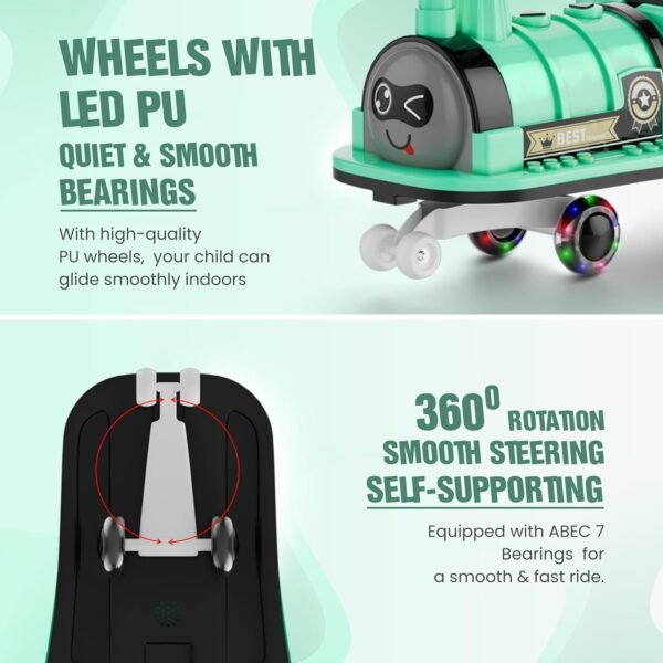 Train Car for Kids 1 Year+ | 2 Year+ | Baby Panda Swing Car | Ride On Car for Kids | Musical Twister Toy Car Magic | Best Birthday Gift for 1-5 Years Baby | Upto 100kg (Sea Green) - Image 6