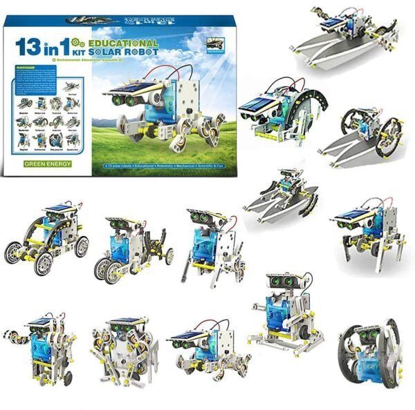Toys for 5-10 Year Old Boys and Girls, 13-in-1 Education Solar Robot Toys Solar & 13 in 1 Magnetic Family Board Game (Solar Robot Set),Multicolor - Image 3