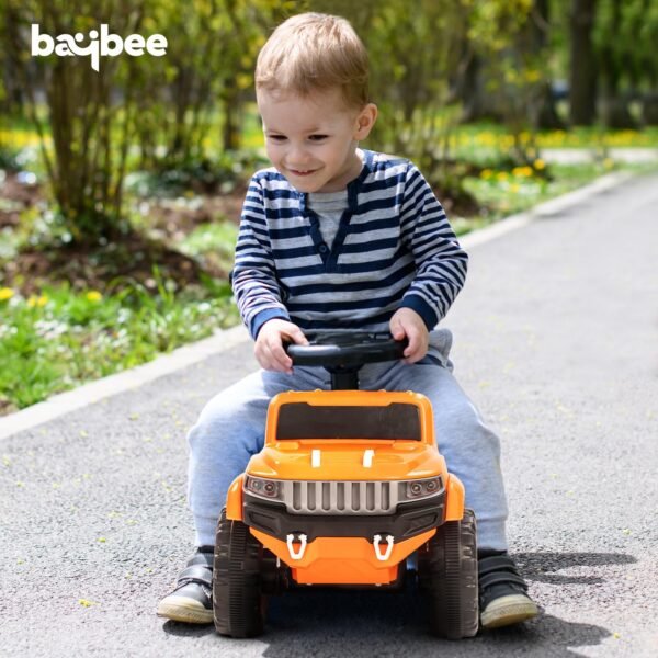 Baybee Speedy Ride on Baby Car for Kids | Ride on Toys Car with Music & LED Light | Portable Push Ride on Jeep with Backrest & Storage Basket | Kids Car to Drive 1-3 Years Boys Girls (Orange II) - Image 2