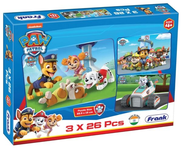 Frank Paw Patrol (26 Pieces) 3 in 1 Jigsaw Puzzle for Kids Above 4+ Years - Fun & Challenging Brain Booster Games - for Enhanced Focus and Memory for Children - 70305
