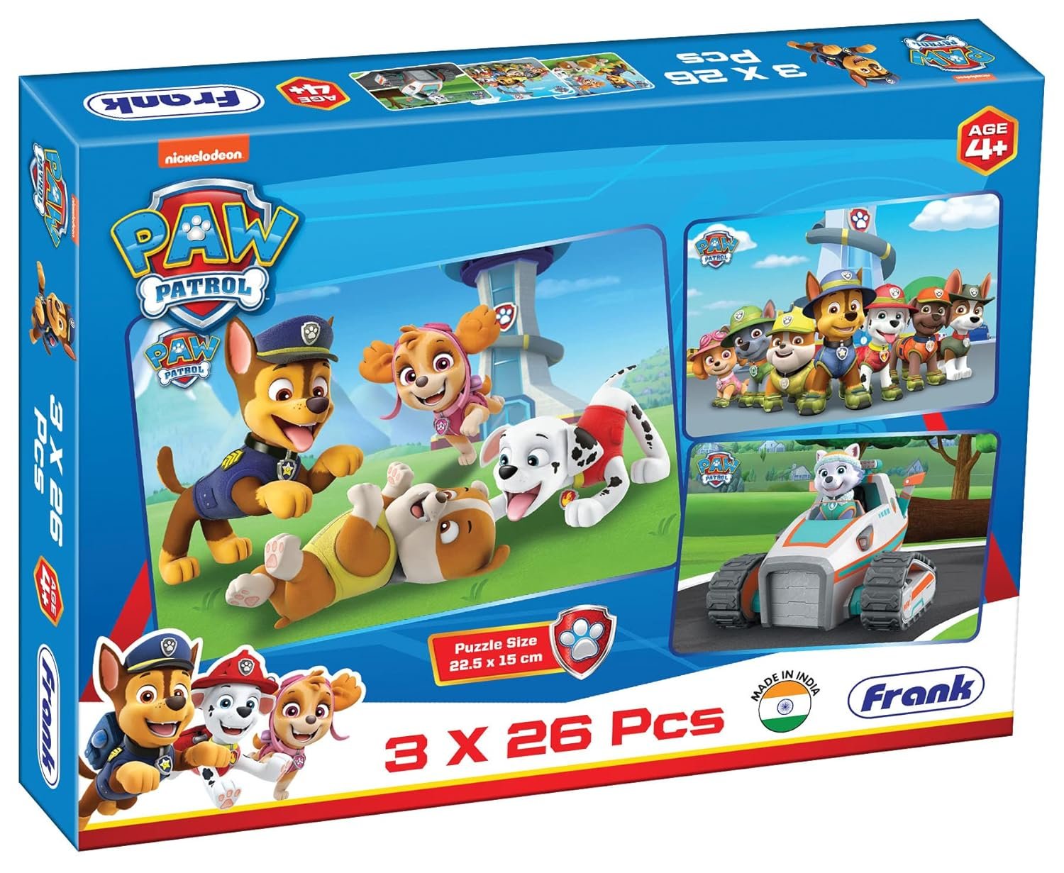 Frank Paw Patrol (26 Pieces) 3 in 1 Jigsaw Puzzle for Kids Above 4+ Years - Fun & Challenging Brain Booster Games - for Enhanced Focus and Memory for Children - 70305