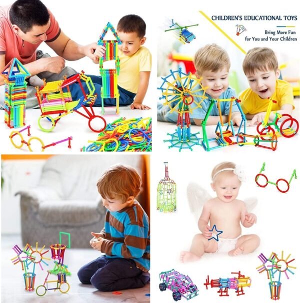 Creative Smart Stick with Different Shapes Block Game for 3-8 Years Old Kids Boys & Girls Building Blocks for Kids,200+ Piece,Multicolor - Image 5