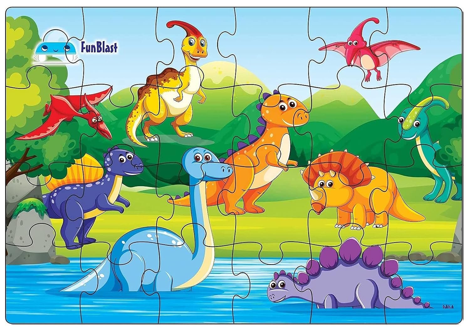 FunBlast Dinosaur Jigsaw Puzzle for Kids Jigsaw Puzzle for Kids of Age 3-5 Years – 24 Pcs (Multicolor, Size 30X22 cm)