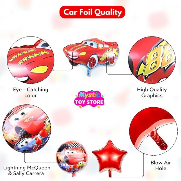 2nd Car Theme Balloons for Birthday Decoration Kit Red Black 2 year Baby Boys Girls Kids 5 Pcs Lightning Macqueen Theme Foil Balloons Decoration Set Items 2 Pcs Red Star - Image 5