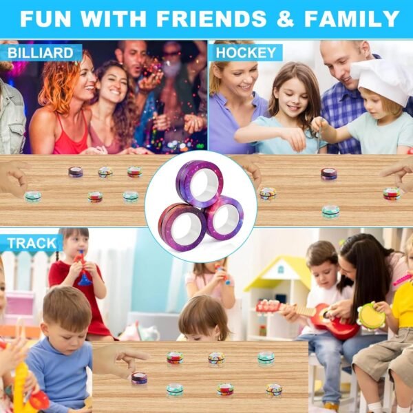 Kidology Magnetic Fidget Rings, Fidget Spinner Therapy Toys for Sensory Play, Magnetic Fidget Toy, for 4+ Year Old and Up, Stress Relief Anxiety Rings for Kids & Adults (Pink/Purple) - Image 6
