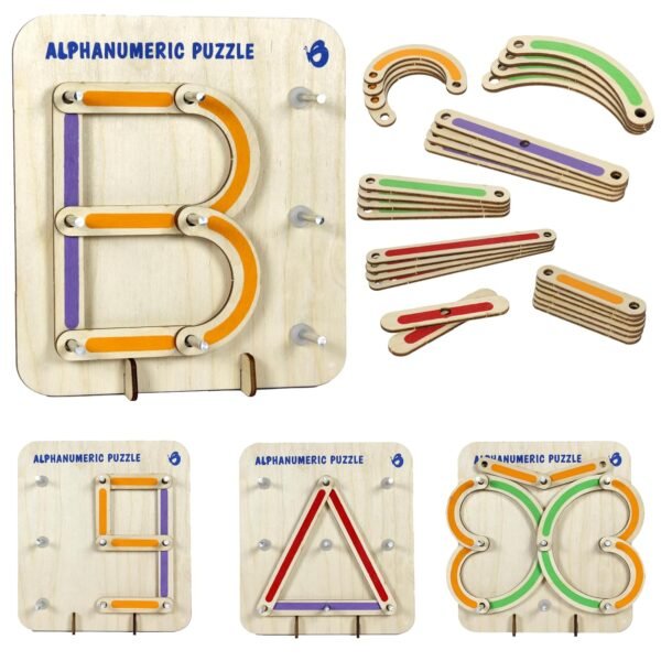 Butterfly EduFields Butterflyedufields Wooden Alphabet Puzzle, Educational Toys for Kids 3-5 Years, ABC Numbers Shapes, Montessori Building Blocks