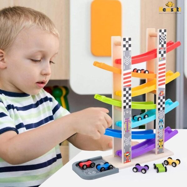 Colorful Ramp Racer Car Toy (1 Year Warranty) – 7 Layer Car Race Track for Kids, Safe & Durable Design with 7 Cars, Promotes Learning & Motor Skills, for Kids Ages 1 2 3 Years - Image 2
