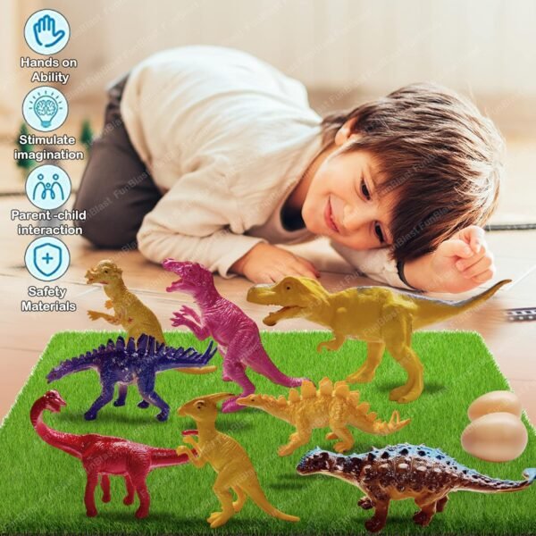 FunBlast Dinosaur Figures Play Set - 8 Pcs Animal Figures for Kids, World Toys, Best Birthday Return Gifts - Image 4