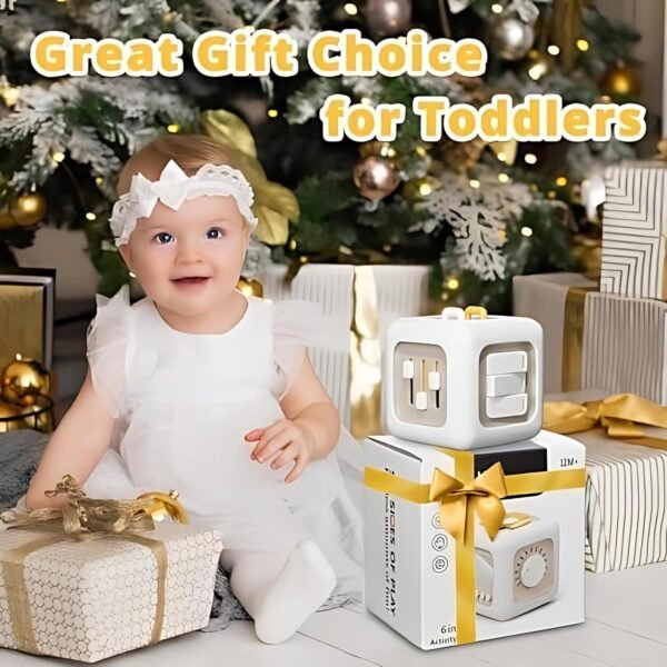 Life Skill Builder Cube Montessori Toys for 1 Year OldBusy Cube for Baby Toys 12-18 MonthsBaby Sensory Travel Toys for Toddlers 1-3Birthday Gifts for 1 2 Year Learning & Motor SkillWhite - Image 2