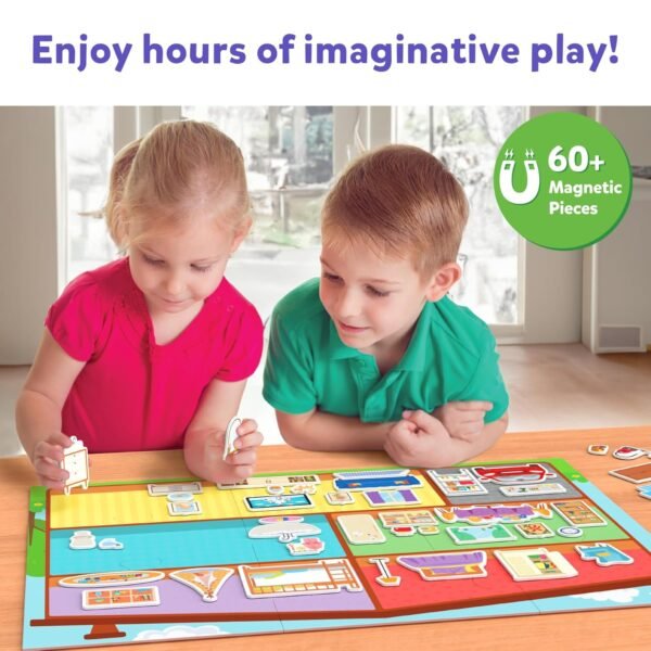 Skillmatics Creative Toy Magnetopia - Design Your Home, Interactive Pretend Play Set for Kids, Toddlers, 60+ Magnetic Pieces, Preschool Learning Classic Board Game, Gifts for Unisex Ages 3-7 - Image 4
