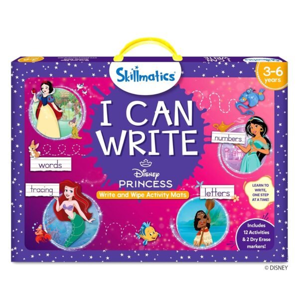 Skillmatics I Can Write Disney Princess - Reusable Preschool Learning Activities, Educational Toy and Game, Back to School Supplies, Gifts for Students, Kids, Toddlers Ages 3, 4, 5, 6,Multicolor