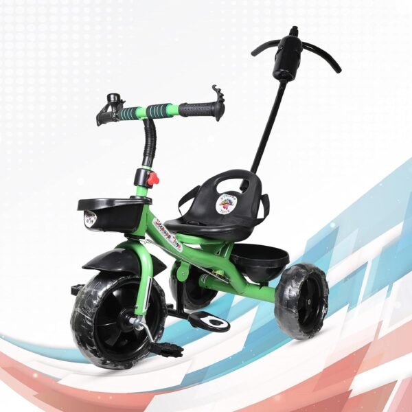 Tricycle with Parent Handle or Music or Front Back Basket with Canopy for Baby Boy/Girl Kids Trikes or Toddler 1-4 Years (Green)