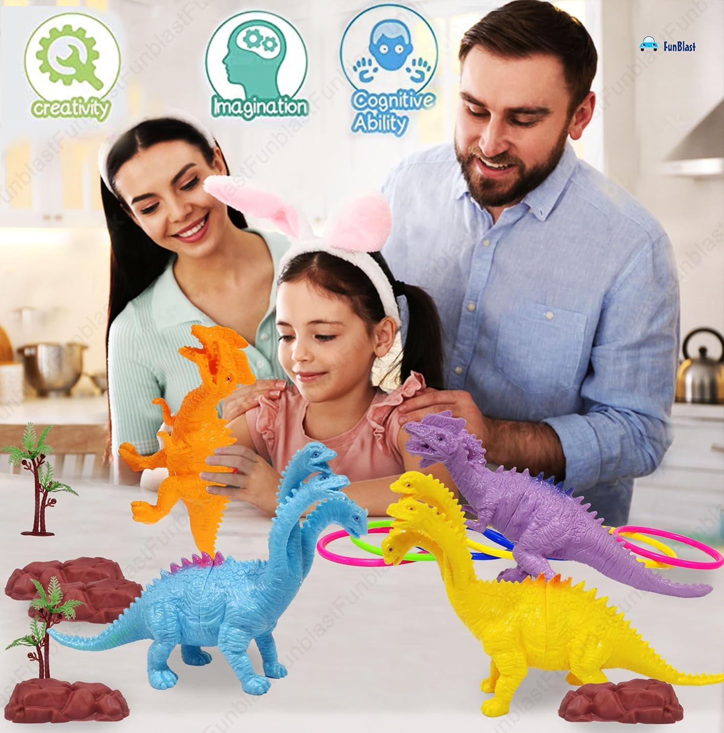 FunBlast Dinosaur Ring Playset Toys - Dinosaurs Animals Figures Toys Set for Kids, Boys, Realistic Dinosaur Toys, Pretend Play Toys for 3+ Years Old Kids, Boys, Girls - Image 6