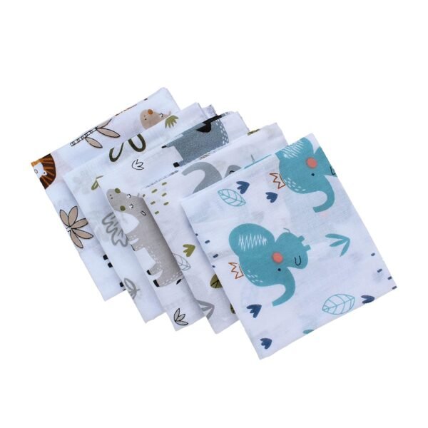 Trance Home Linen Super Soft 100% Cotton Thin Malmal Face Towels | Reusable Hygiene Wash Cloth | Napkin For New Babies | Soft Hankies For Children (Small 40 X 40 Cm, Baby Pug - Pack Of 5 Pcs), 200 Tc
