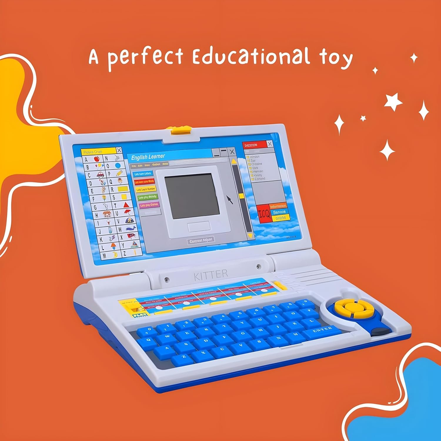 KITTER Learning Laptop for Kids | Computer Educational Toy for Kids with LED Screen Display with New Plug n Play Feature | Toy Laptop for Boys Girls | Laptop Notebook Computer Toy for Kids (Blue) - Image 3