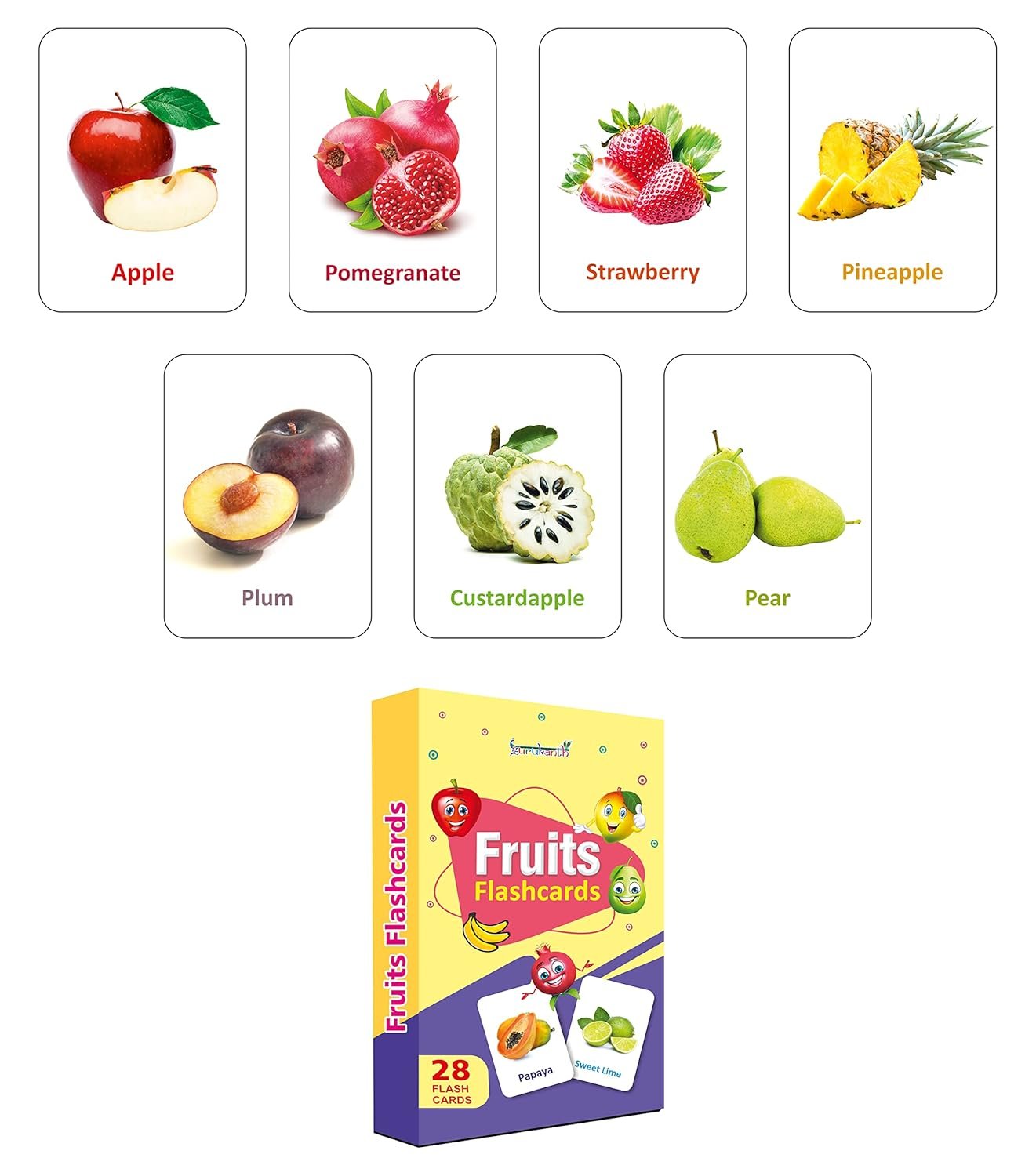 Premium Fruits Flash Cards for Kids Early Learning | Easy & Fun Way of Learning 1 Year to 6 Years Babies Smart Toys - Image 2