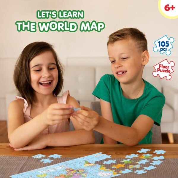 Play & Learn Funskool World Map, Jigsaw Puzzle Game for Kids, 105 Pieces, Educational, Learning & Development, Fun Activity Toy for Childrens, Gift Set for Kid, Age 6+ Years - Image 4