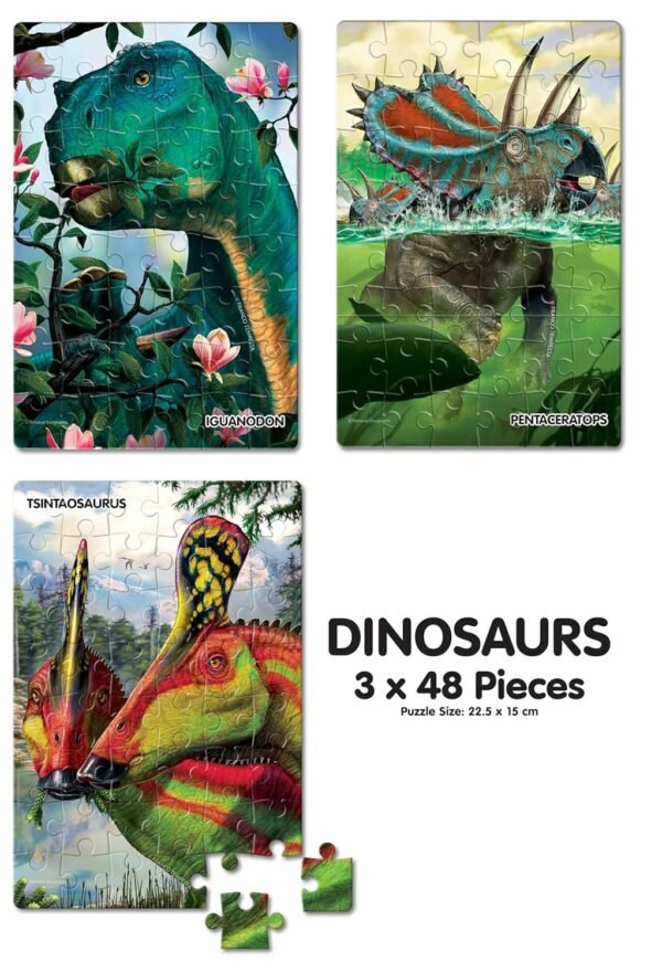 Frank 3 in 1 National Geographic Dinosaurs Jigsaw Puzzle for Kids 5+ Years, Set of 3 (48 Pcs Each) | Fun & Challenging Educational Toys | Brain Booster Puzzle Games for Focus & Memory, Gifts for Kids - Image 4