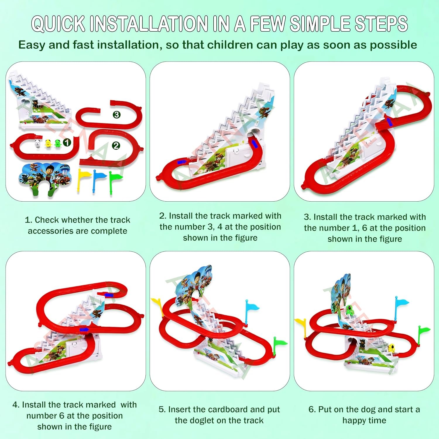 Musical Funny Dog Slide Automatic Stair-Climbing Dog Race Track Set Escalator Toy with Lights and Music for Kids - 3 Dogs Included (Pack of 1,Multicolor) - Image 3