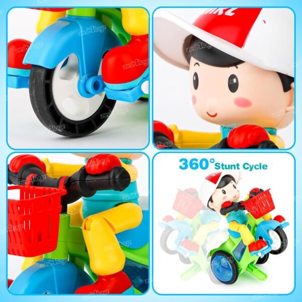 Zest 4 Toyz Stunt Tricycle Bump and Go Musical Toy with 4D Lights, Dancing Toy, Battery Operated Toy Plastic for Boys Girls - Multi Color - Image 5