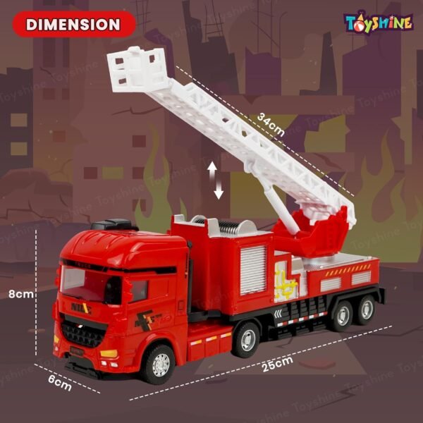 Toyshine 25cm Friction Powered Fire Rescue Truck with Rotating Ladder Feature, Model Collection Educational Learning Toys for Kids 3-7 Years - Image 3
