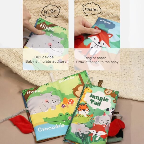 Kidology Learning Tails Book, Children\'s Tail Cloth Book Set, Tear Resistant Books with Rustling Sound, Early Educational Toy for 0-3 Years, Boys & Girls, Ideal for Baby Showers - Image 4